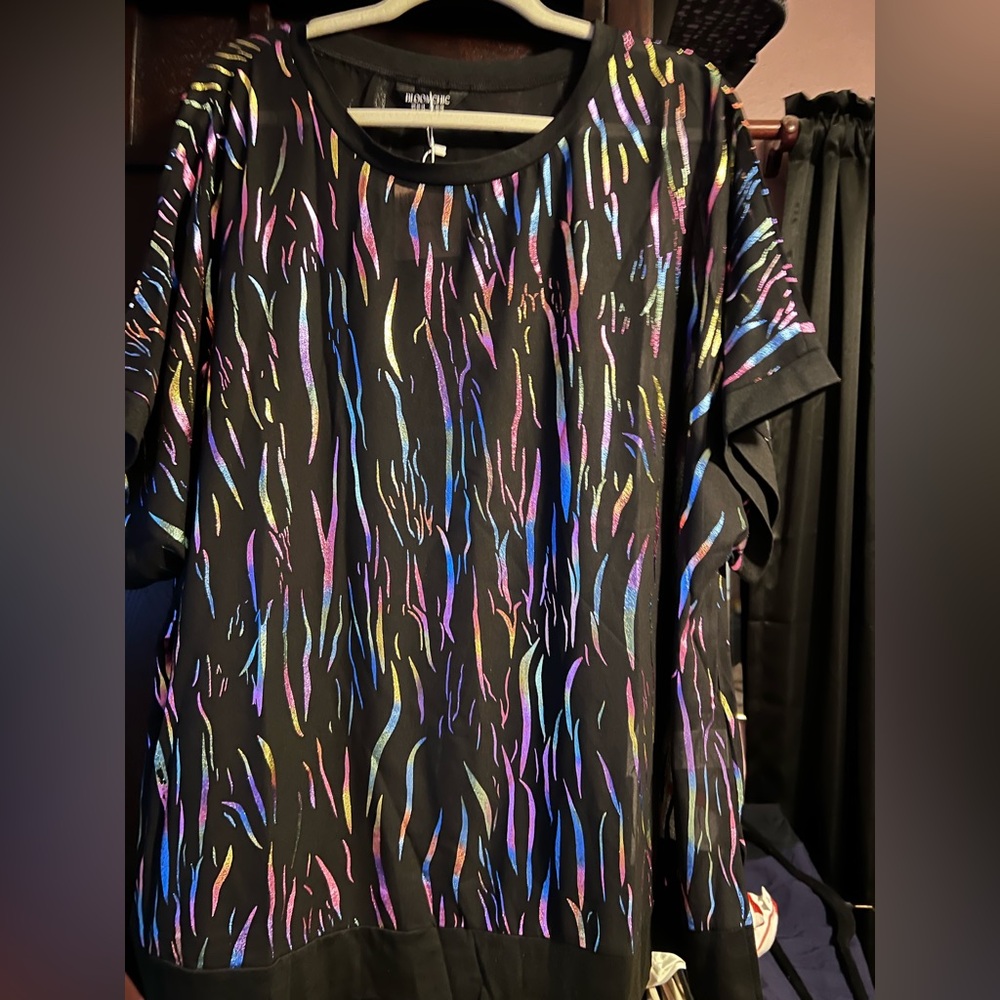 Colorful Patterned Black Top